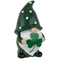 7.75" Shamrock Gnome St. Patrick's Day Outdoor Garden Statue