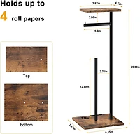 Black Freestanding Toilet Paper Holder Stand with Shelf