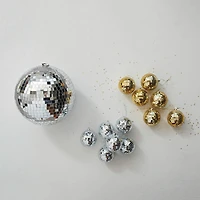 Hello Honey® 6 Pack 3.5" Gold Finish Glass & Foam Disco Ball Ornaments with Acetate Box