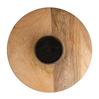 Hello Honey® 9.75" Brown & Black Enameled Mango Wood Kitchen Pedestal