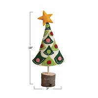 Hello Honey® 18" Embroidered Handmade Wool Felt Tree with Star