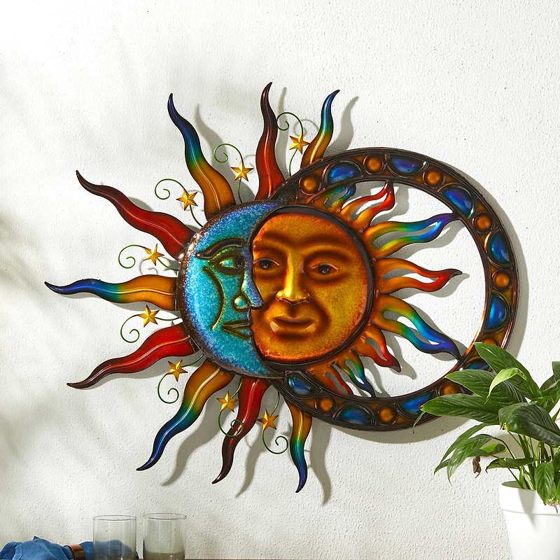 Glitzhome® 33.5" Metal Sun & Moon Wall Décor