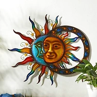 Glitzhome® 33.5" Metal Sun & Moon Wall Décor