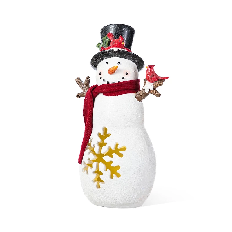 Glitzhome® 15" Christmas Lighted Resin Snowman Table Decor
