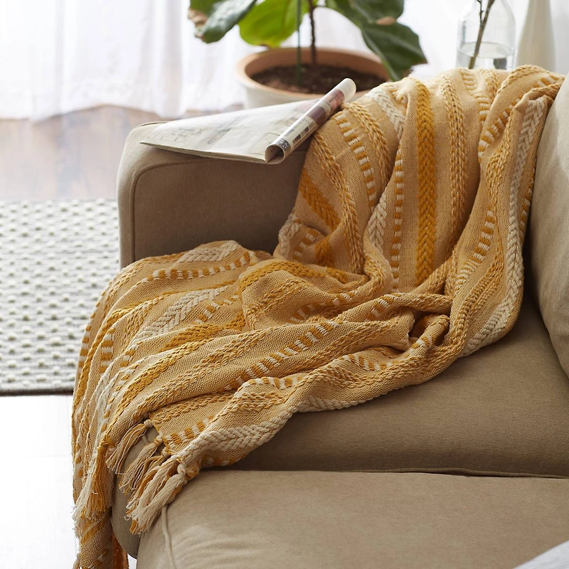 DII® Honey Gold Braided Stripe Throw