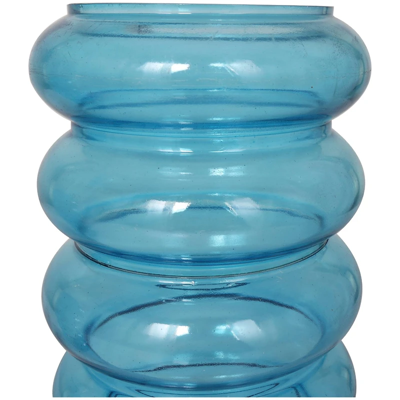 Blue Bubble Glass Vase Set