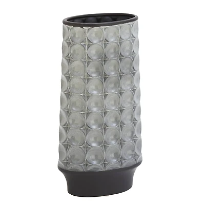 14" Silver Stoneware Vintage Vase