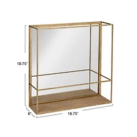 Hello Honey® 20" Gold Metal Wall Mirror with Reclaimed Wood Base