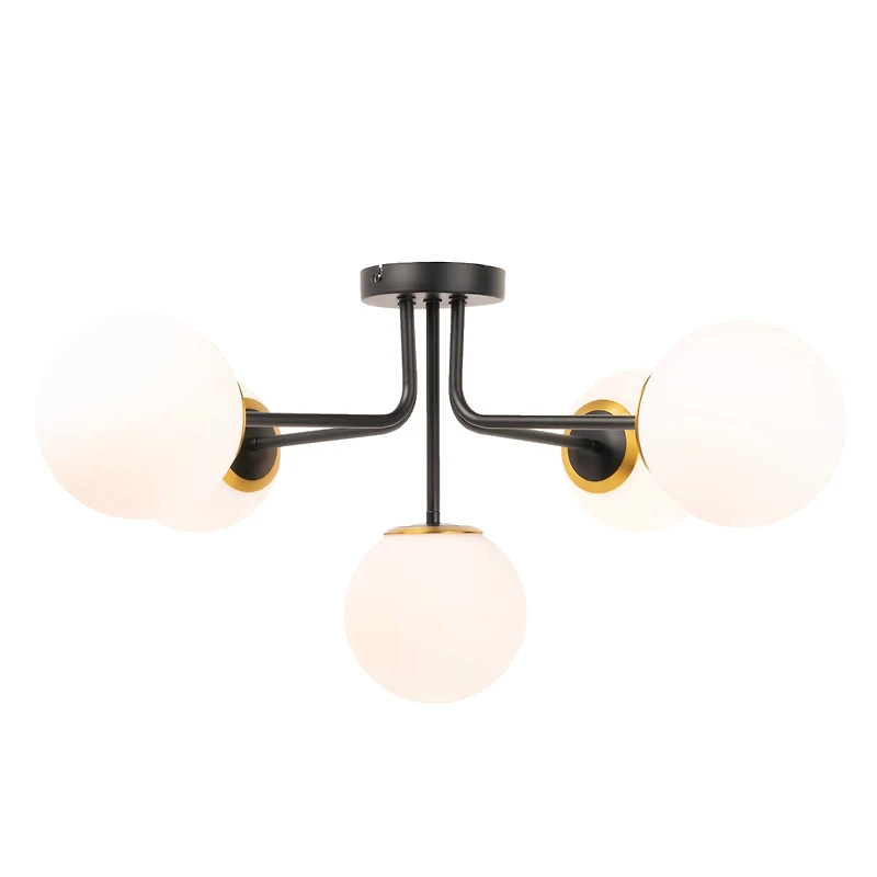 Hello Honey® 27.5" Sputnik Semi-Flush Mount Opal Glass Ceiling Light