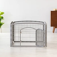 IRIS® Gray 4-Panel Pet Playpen with Door
