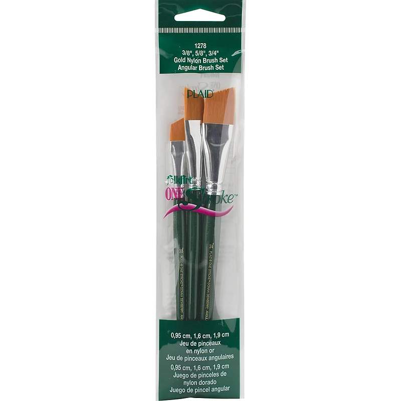 Plaid® One Stroke Angular Brush Set, 3ct.