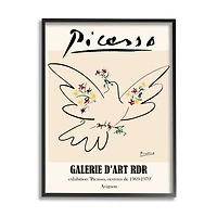 Stupell Industries Classical Abstract Picasso Peace Dove Bird Linework in Frame Wall Art