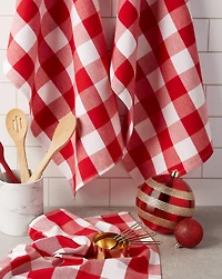 DII® Red & White Buffalo Check Dish Towels, 3ct.