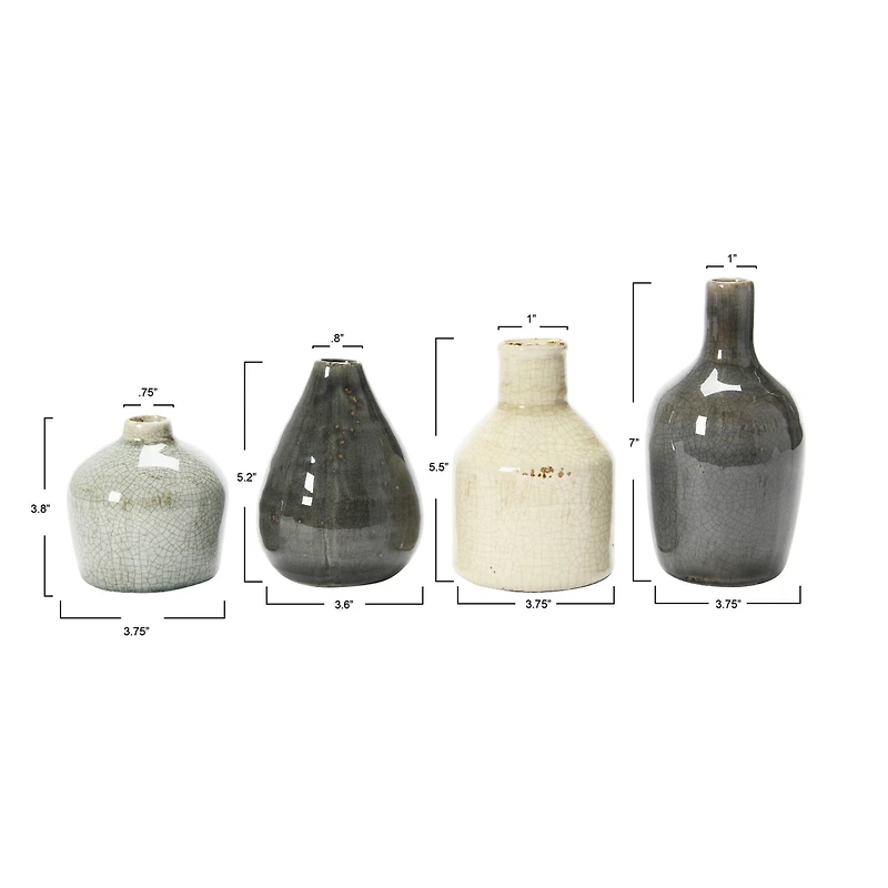 Hello Honey® Stoneware Crackle Glaze Bud Vase Set