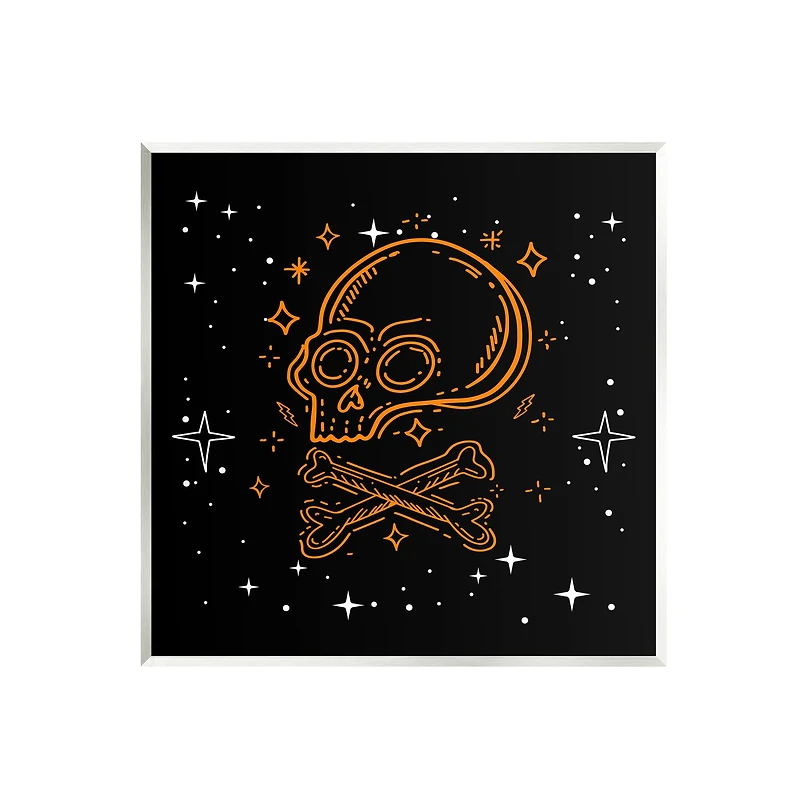 Stupell Industries Skull Crossbones Halloween Stars Wall Plaque Art
