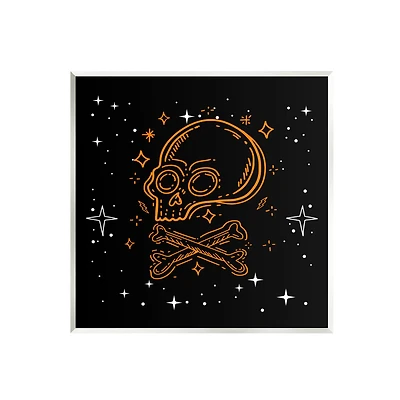 Stupell Industries Skull Crossbones Halloween Stars Wall Plaque Art