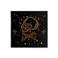 Stupell Industries Skull Crossbones Halloween Stars Wall Plaque Art
