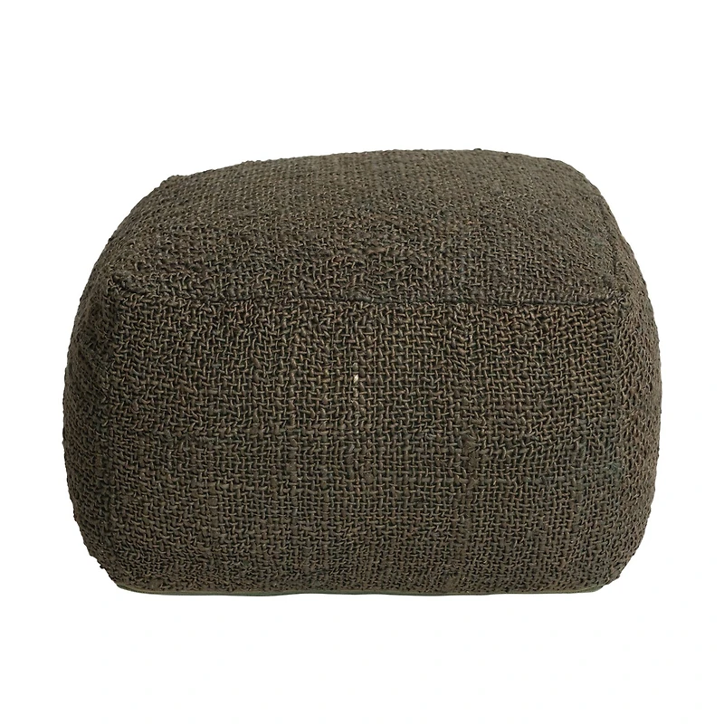 Hello Honey® 26" Olive Green Handwoven Jute & Cotton Pouf Ottoman
