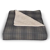 Dark Gray Plaid Sherpa Fleece Blanket