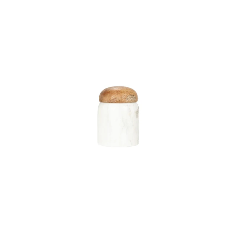 Hello Honey® 4" White Marble & Mango Wood Pinch Pot with Lid