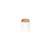 Hello Honey® 4" White Marble & Mango Wood Pinch Pot with Lid