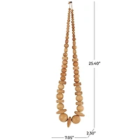 Light Brown Wood Necklace Handmade Geometric Beaded Garland Sculpture