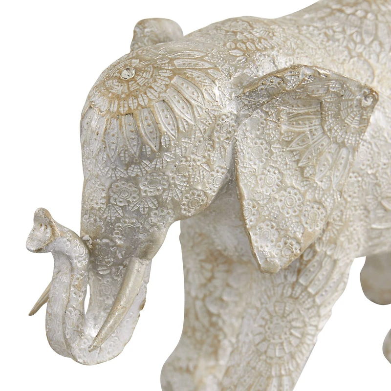 11" White Eclectic Elephant Sculpture