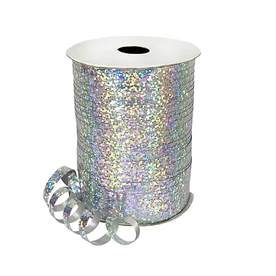Gwen Studios 3/16'' x 100yd. Holographic Silver Curling Ribbon, 3ct.