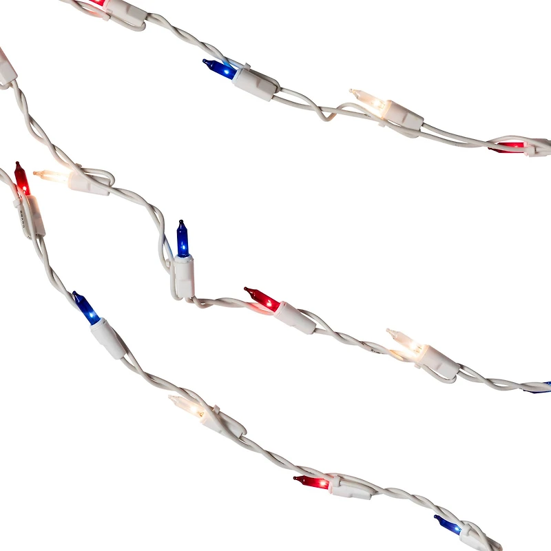 100ct. Red, Blue and Clear 4th of July Mini Swag Lights