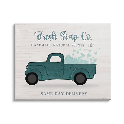 Stupell Industries Fresh Soap Co. Vintage Green Truck Bath Bubbles Canvas Wall Art