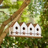Glitzhome® 17" Retro White Distressed Wood Birdhouse with Perch