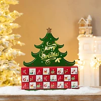 Glitzhome® 15.25" Lighted Christmas Tree Advent Calendar Décor