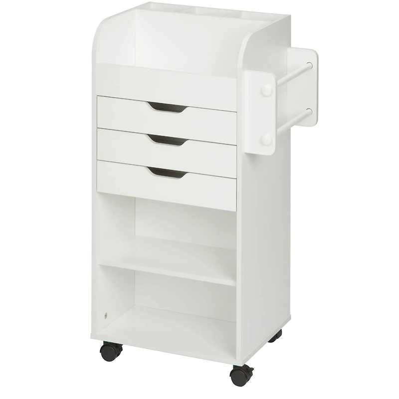 Honey Can Do 3-Drawer White Rolling Craft Cart with Drawers & Slotted Compartments