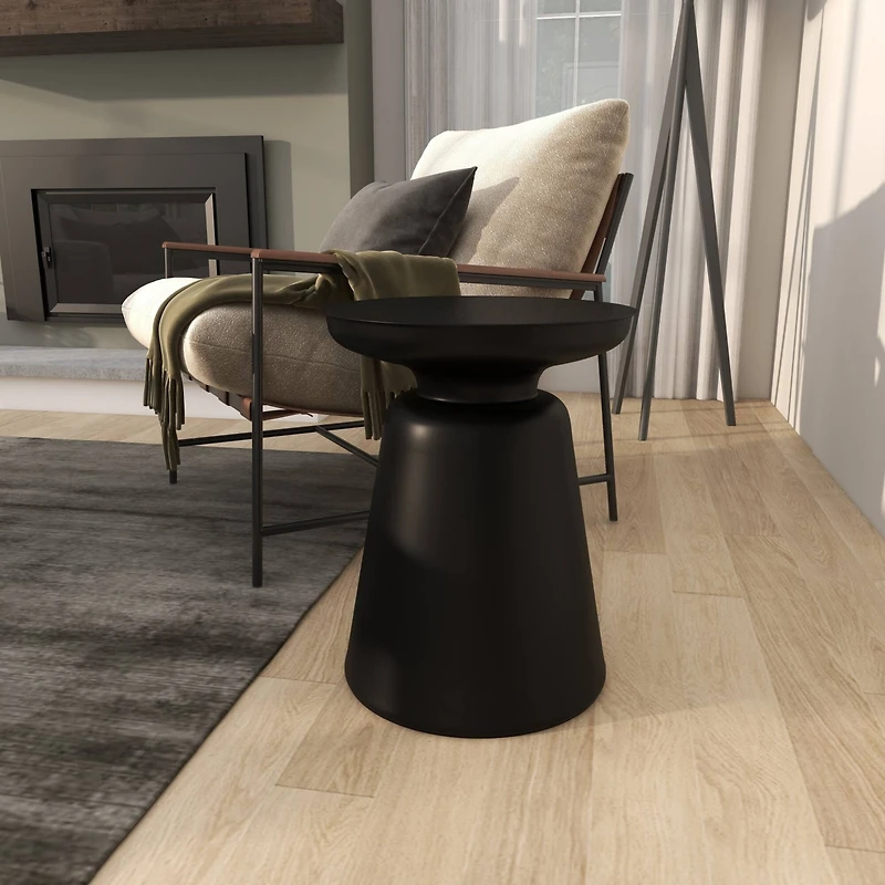 Black Metal Accent Table with Bell Shaped Base