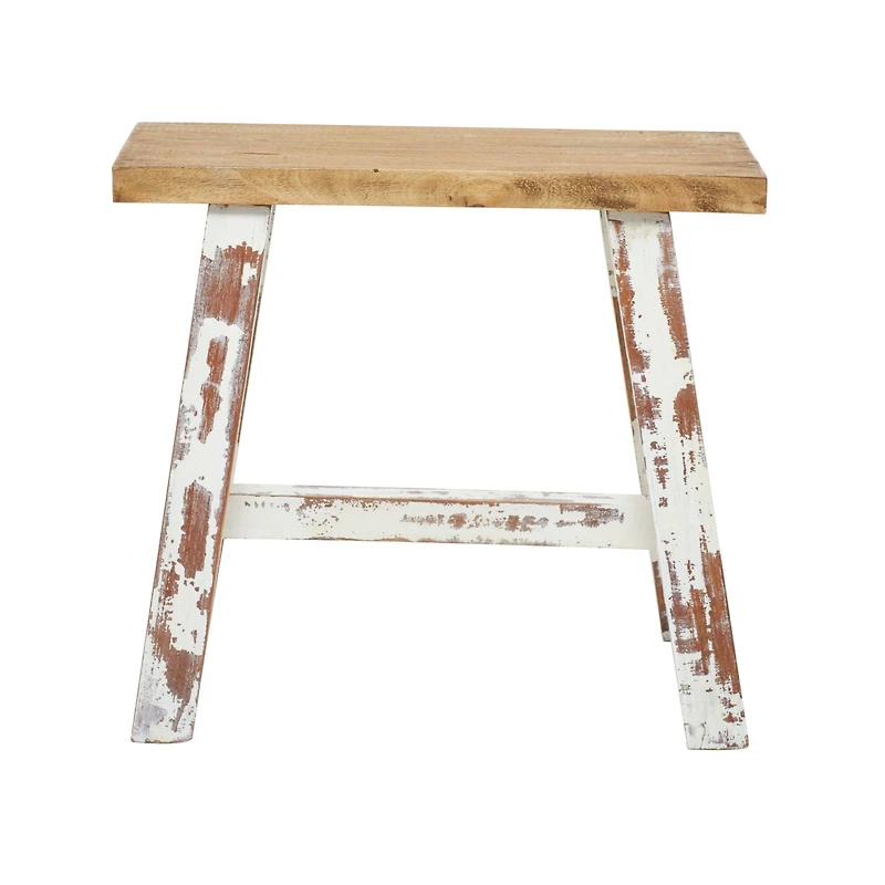 Brown & White Wood Farmhouse Bench
