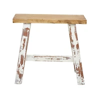 Brown & White Wood Farmhouse Bench