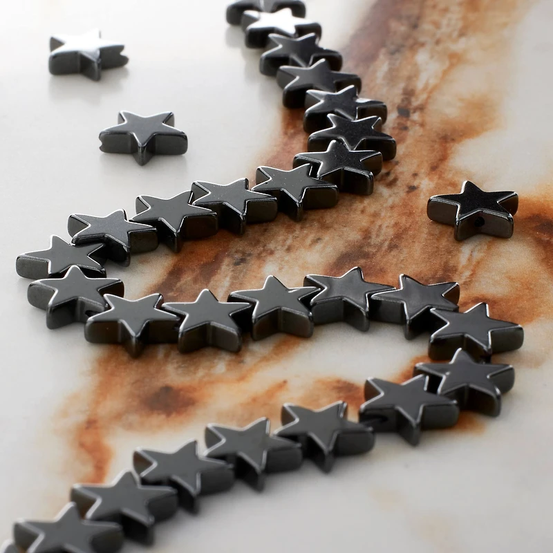 Black Hematite Star Beads, 8mm by Bead Landing™