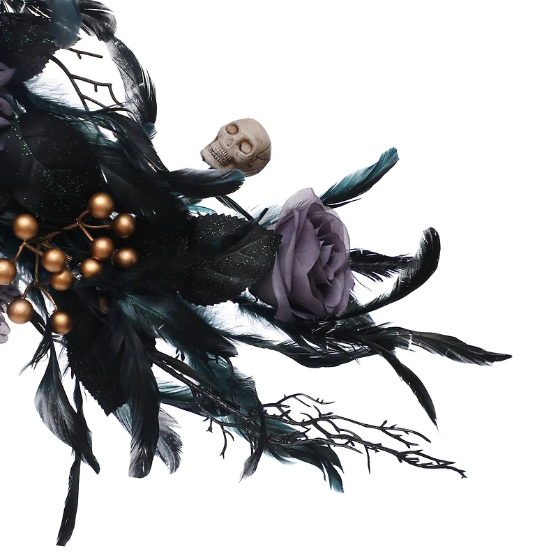 27" Purple & Black Rose & Feather Wall Décor by Ashland®