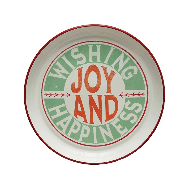 Hello Honey® 14.5" Wishing Joy And Happiness Round Enameled Tray