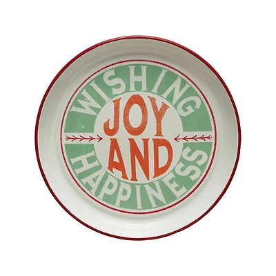 Hello Honey® 14.5" Wishing Joy And Happiness Round Enameled Tray