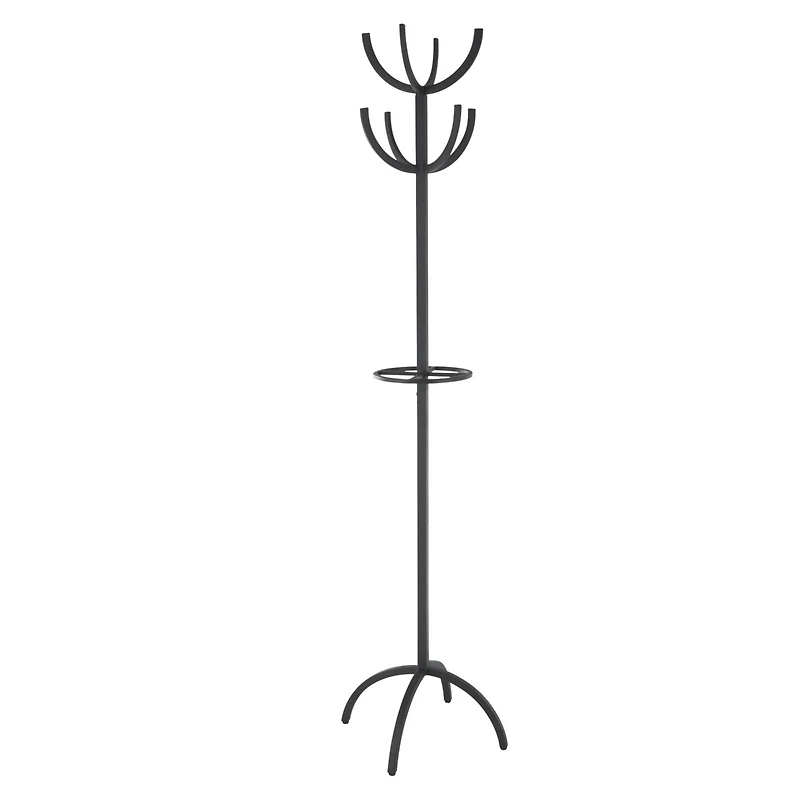 72" Black Metal 8 Hook Coat Rack with Ached Legs