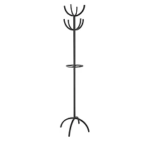 72" Black Metal 8 Hook Coat Rack with Ached Legs