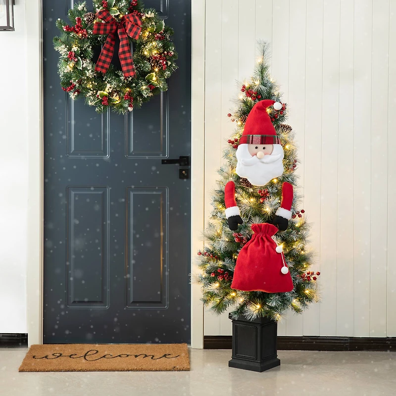 Glitzhome® 20" Jumbo Christmas Fabric Santa Ornament Set