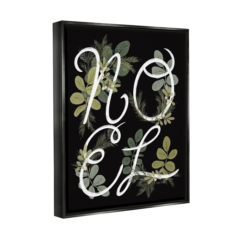 Stupell Industries Noel Intertwined Botanical Leaves Framed Floater Canvas Wall Art