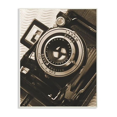 Stupell Industries Vintage Camera Sepia Photograph Wooden Wall Plaque