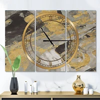 Designart 'Marble Gold And Black Modern Multipanel Wall Clock