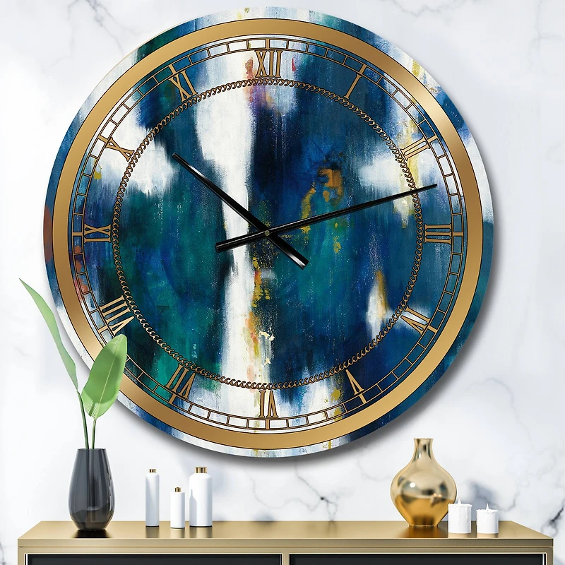 Designart 'Blue Glam Texture I Glam Wall Clock