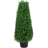 30" Unlit Artificial Boxwood Cone Topiary Tree with Round Pot