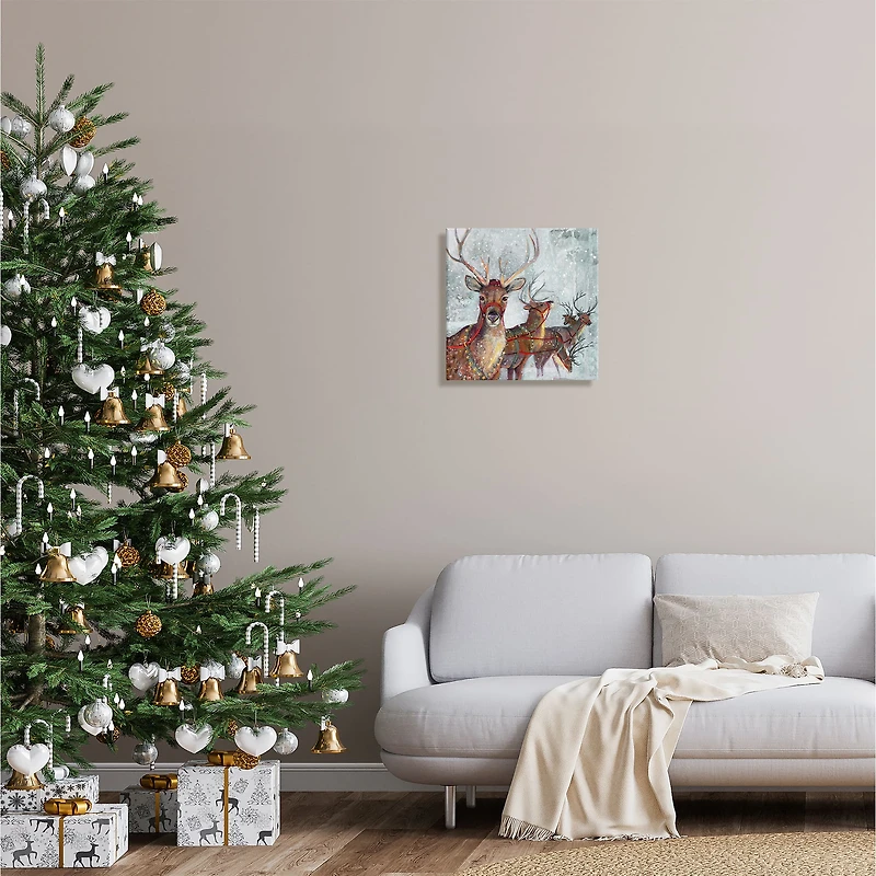 Stupell Industries Winter Reindeer Holiday Landscape Canvas Wall Art