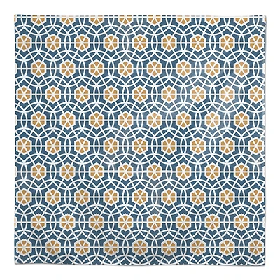 Blue and Yellow Circle Hex 58" x 58" Tablecloth